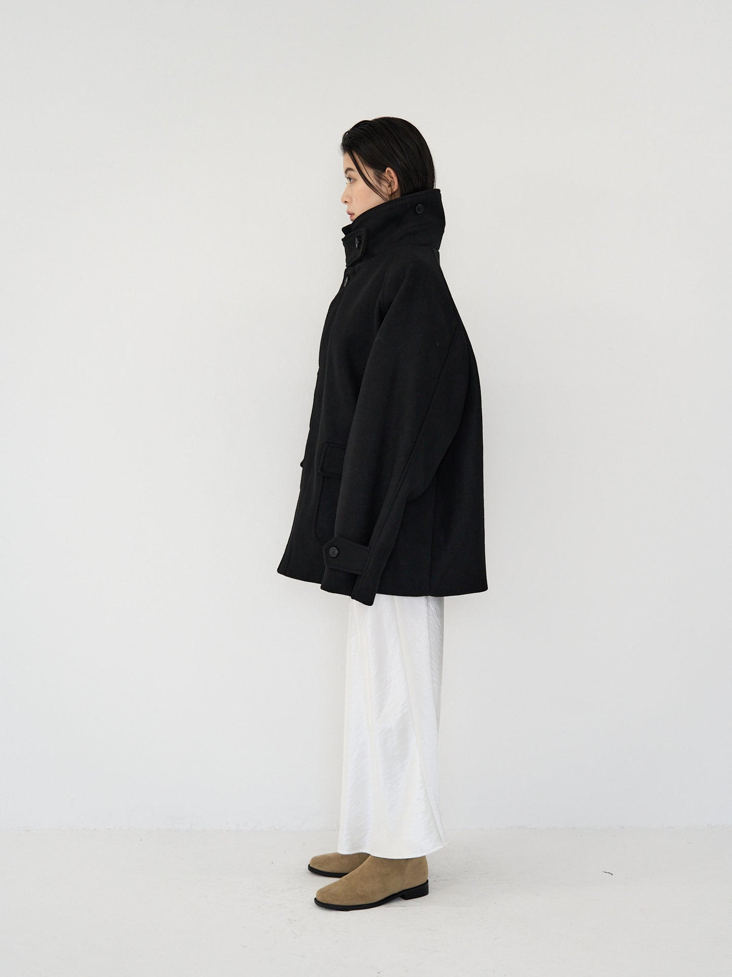 flap pocket wool coat