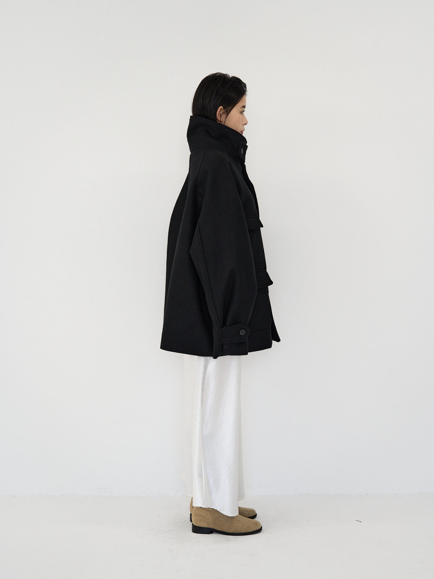 flap pocket wool coat