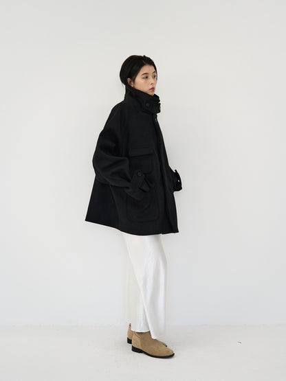 flap pocket wool coat