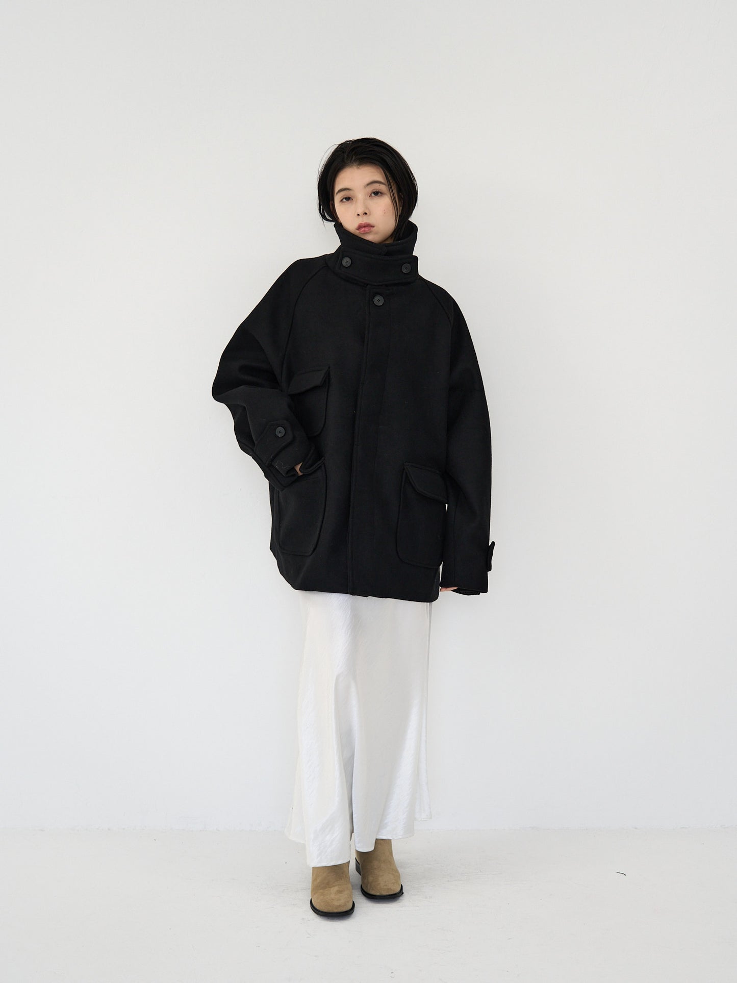flap pocket wool coat