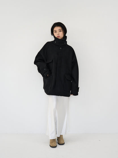 flap pocket wool coat