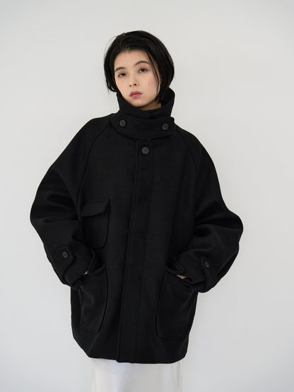 flap pocket wool coat