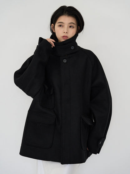 flap pocket wool coat
