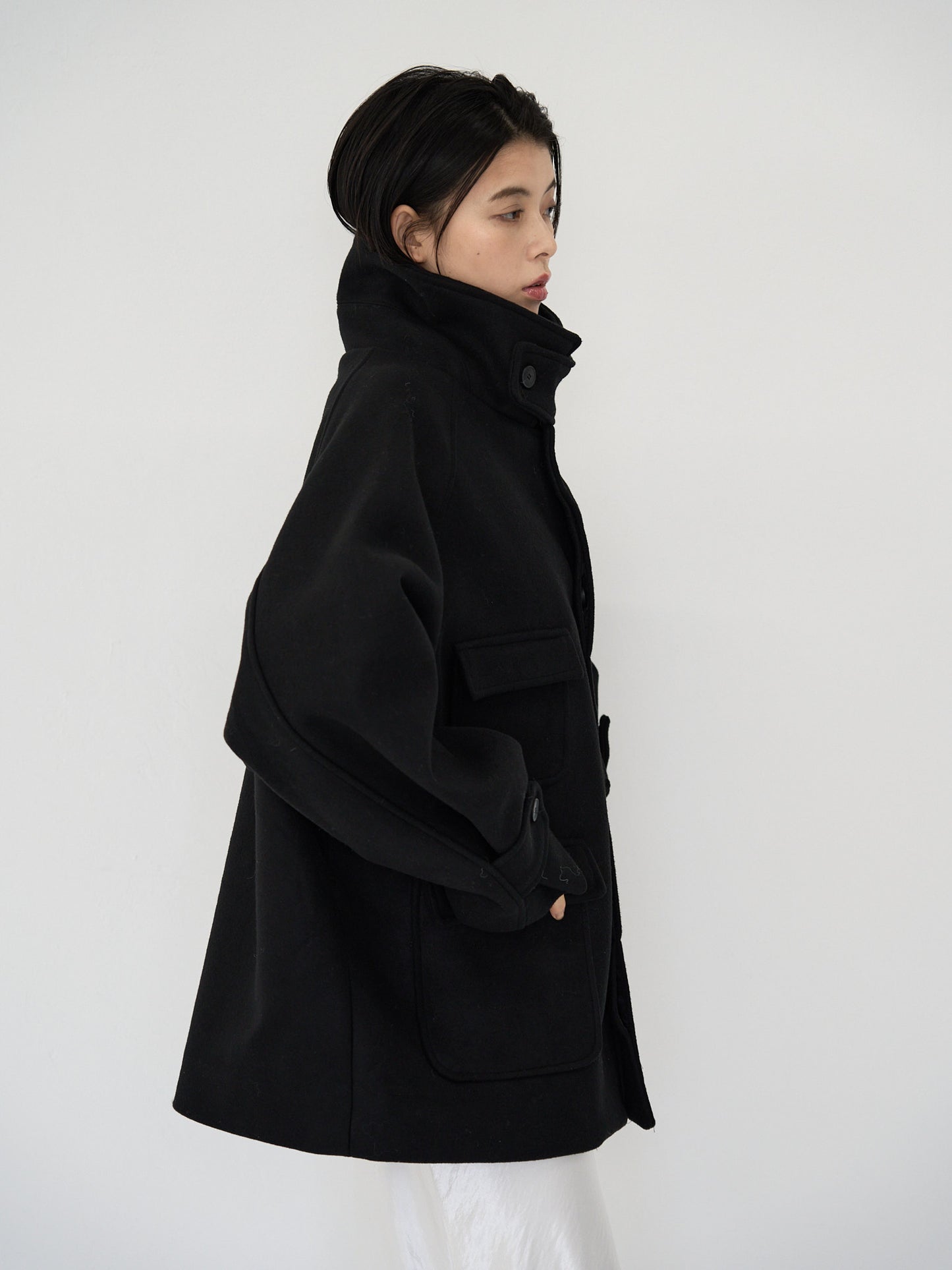 flap pocket wool coat