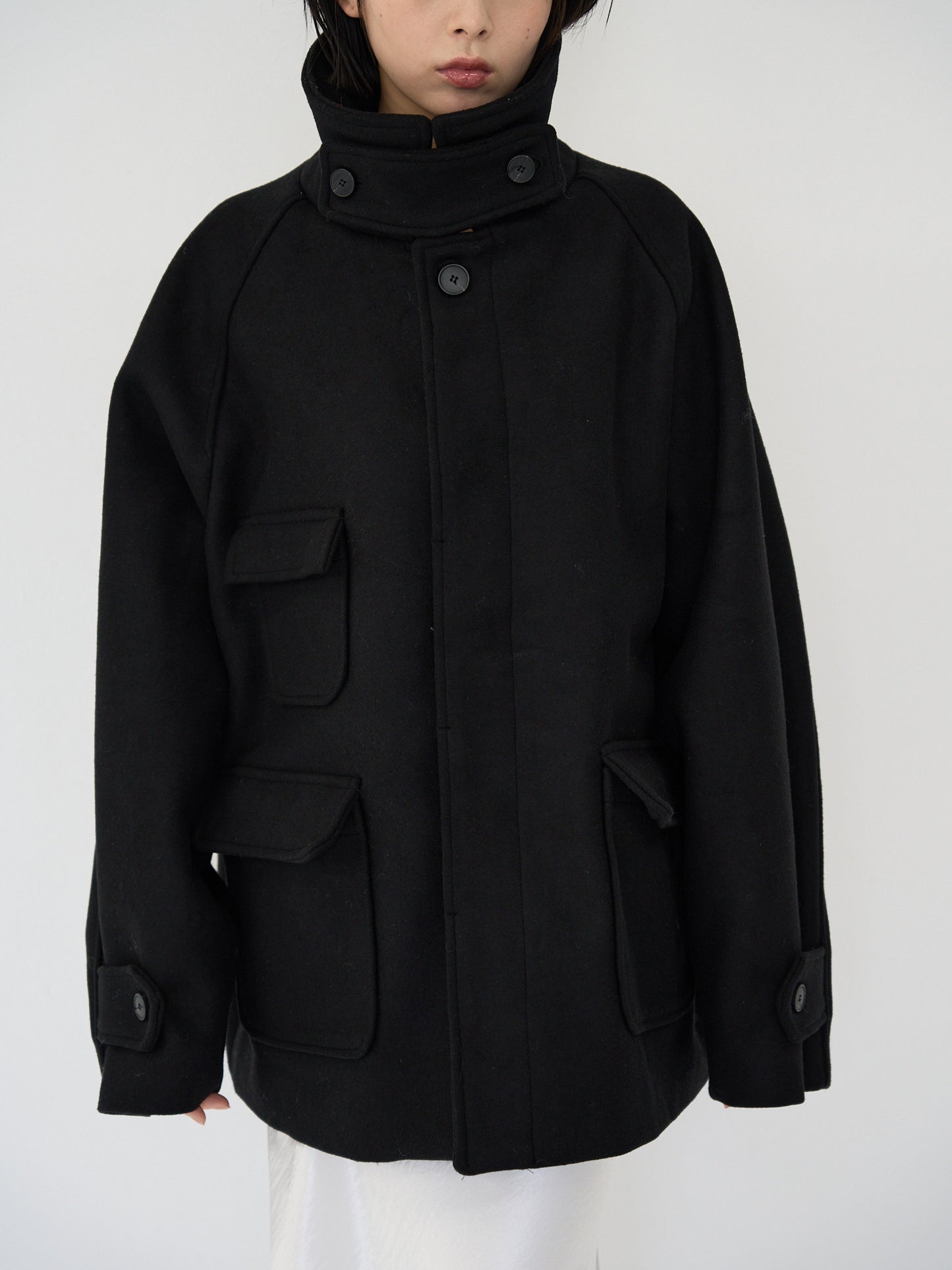 flap pocket wool coat