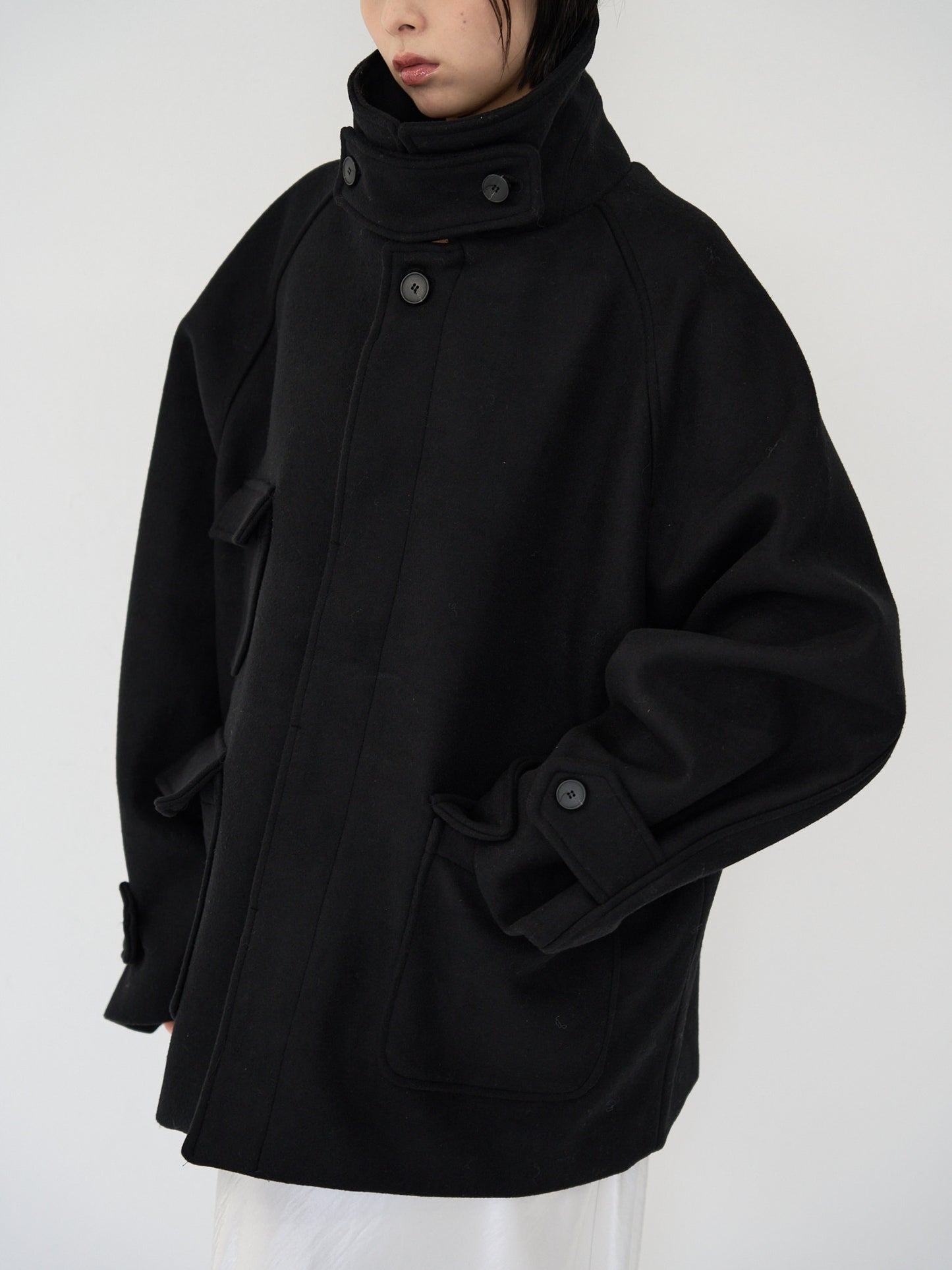 flap pocket wool coat