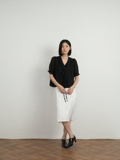 frill puff blouse