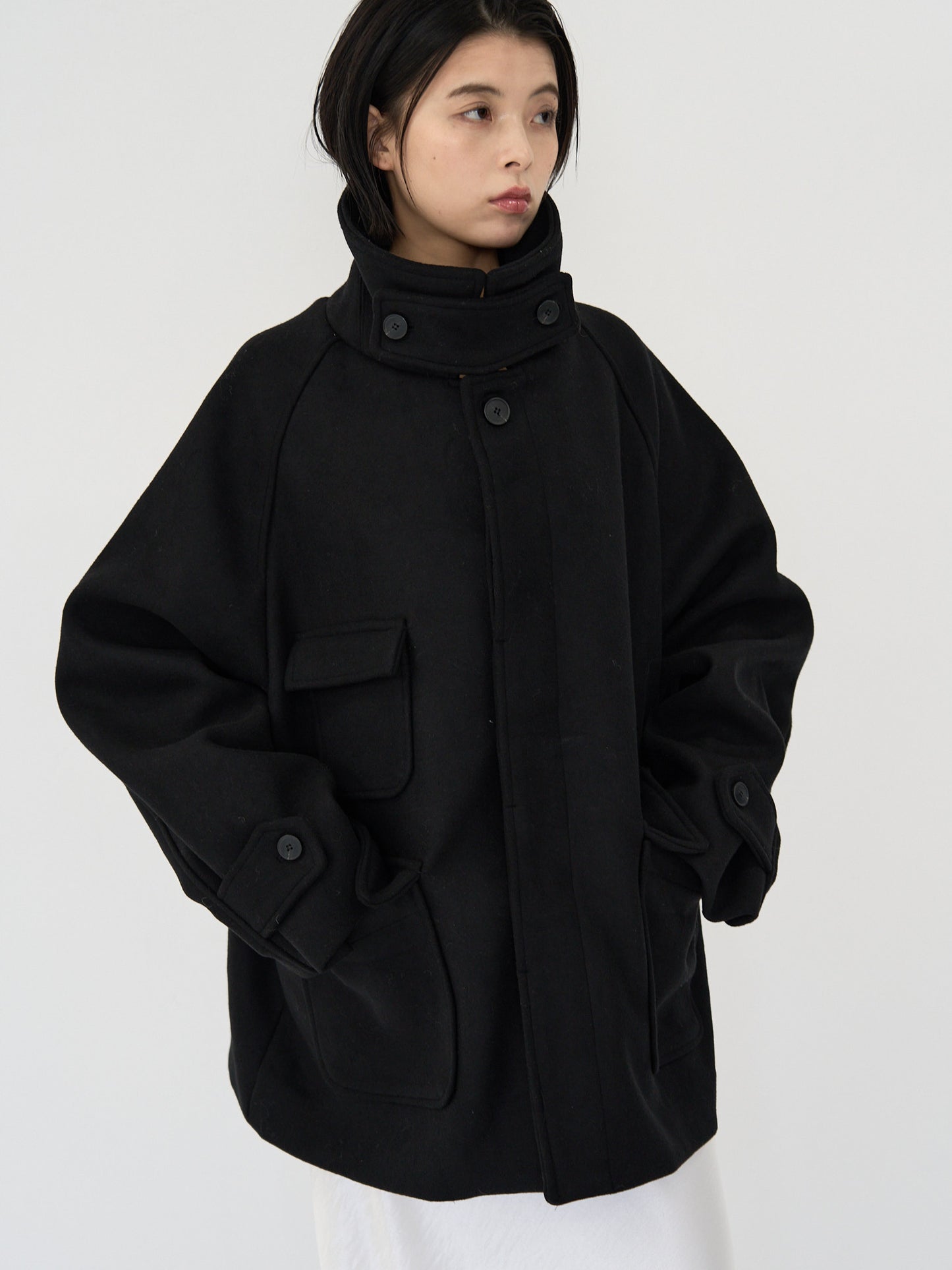 flap pocket wool coat