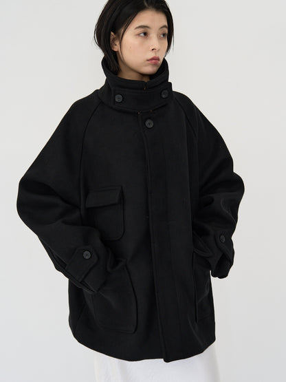 flap pocket wool coat