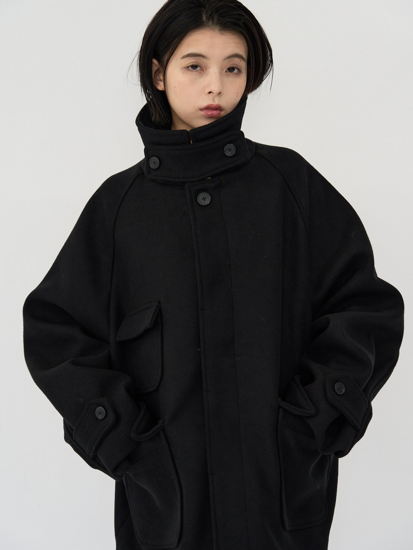 flap pocket wool coat