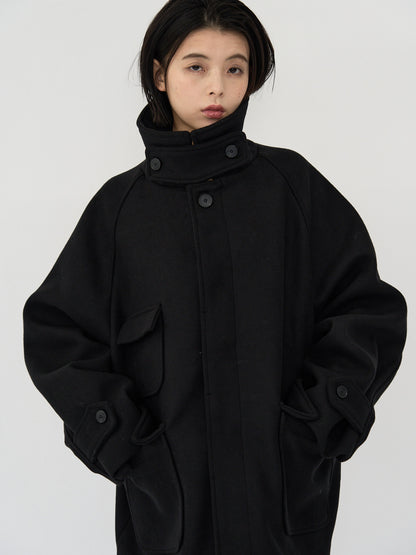flap pocket wool coat