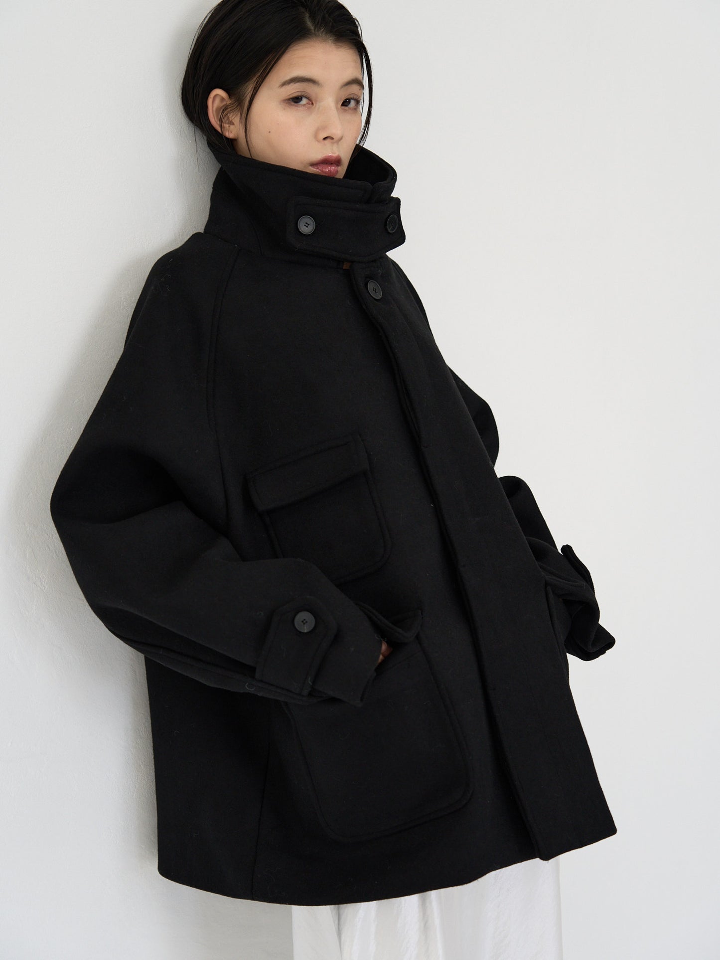 flap pocket wool coat