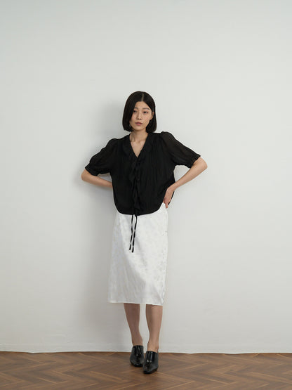 flower satin midi skirt