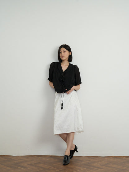 flower satin midi skirt