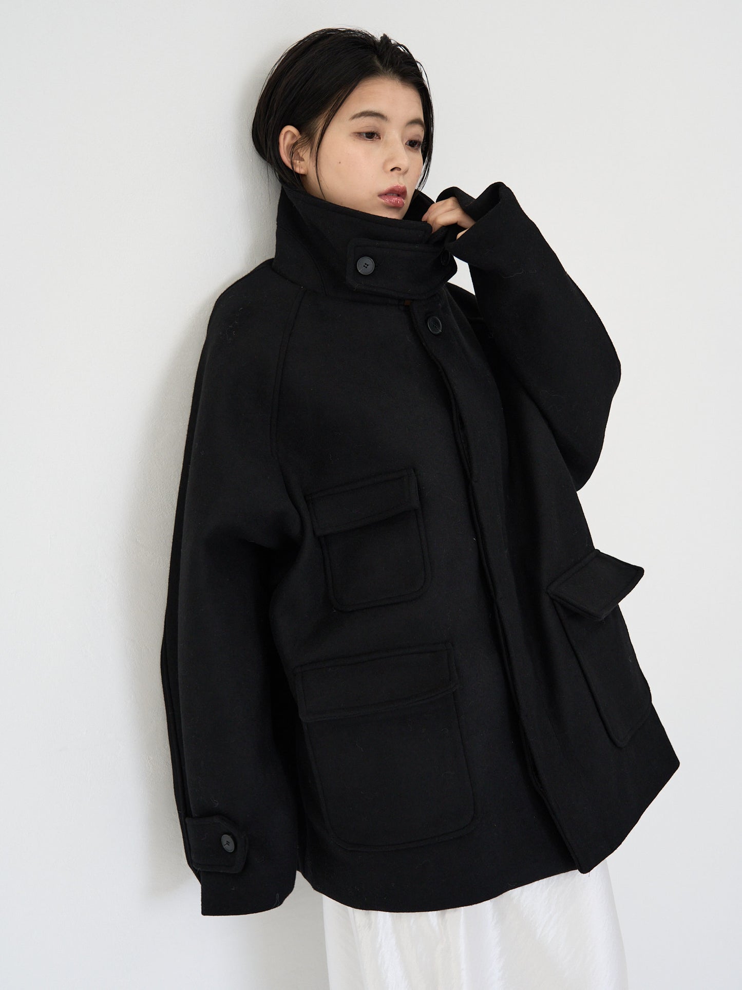flap pocket wool coat