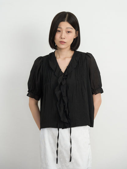 frill puff blouse