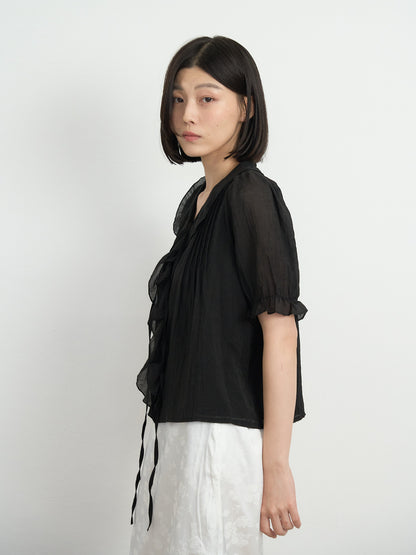 frill puff blouse