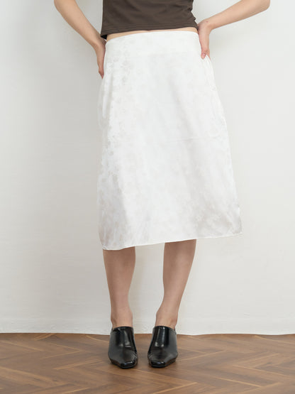 flower satin midi skirt