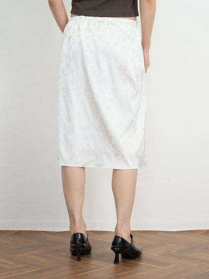 flower satin midi skirt