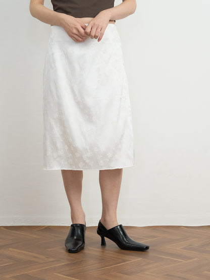 flower satin midi skirt