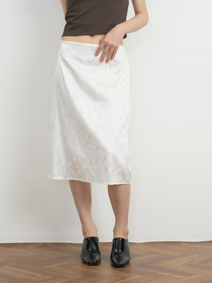 flower satin midi skirt