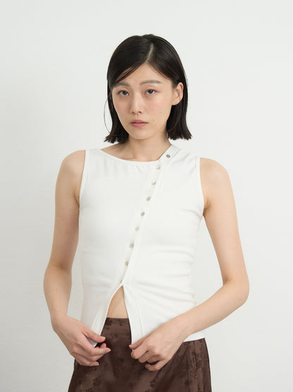 asymmetric button top