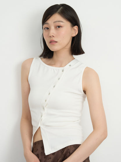 asymmetric button top