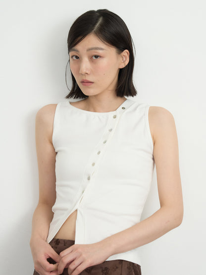 asymmetric button top
