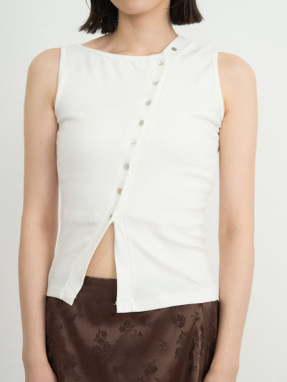 asymmetric button top