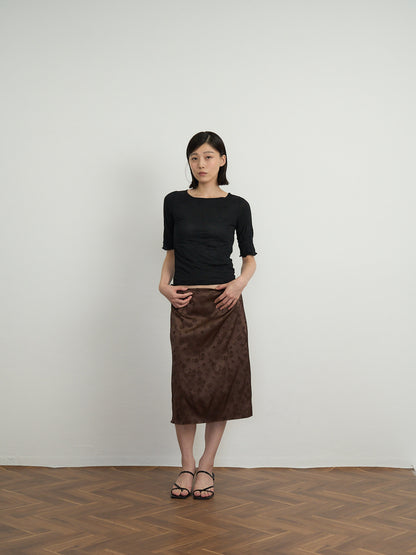 flower satin midi skirt