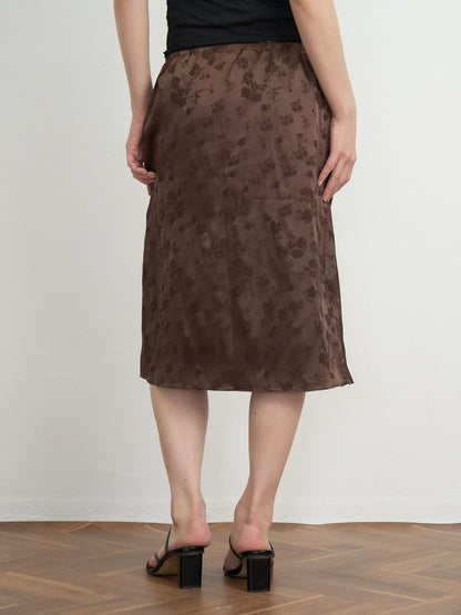 flower satin midi skirt