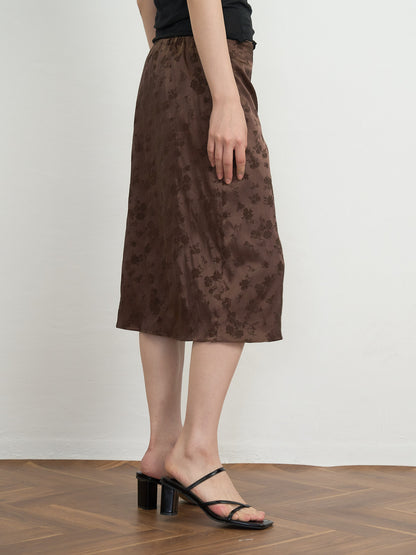 flower satin midi skirt