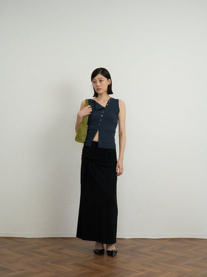 asymmetric button top