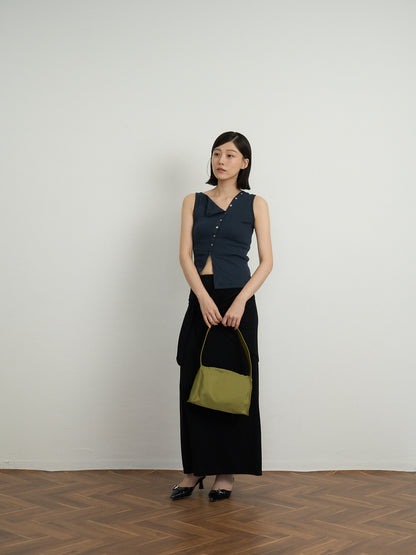 asymmetric button top