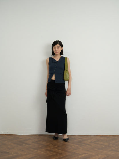 asymmetric button top