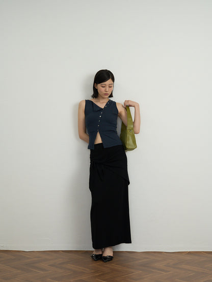 asymmetric button top