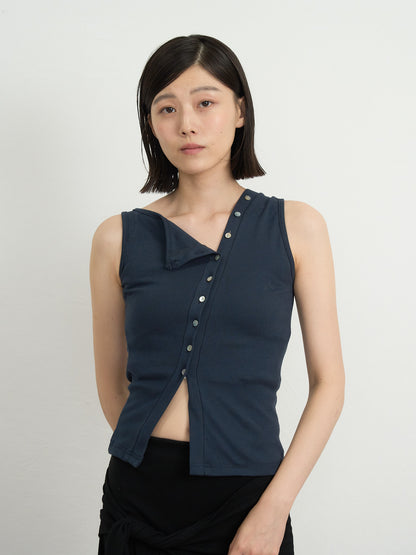 asymmetric button top
