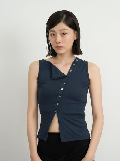 asymmetric button top