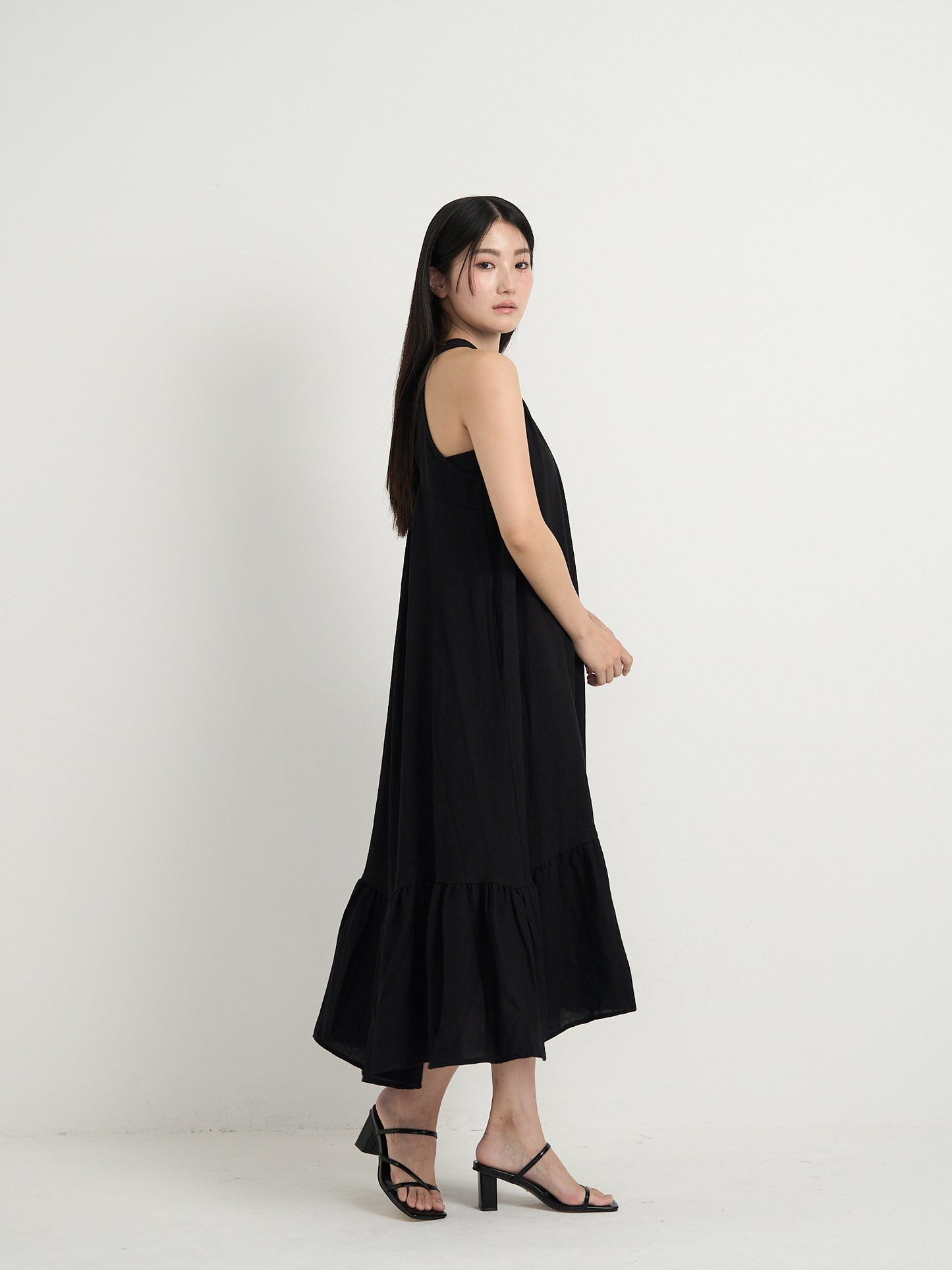 back open halter neck dress