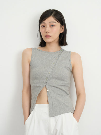 asymmetric button top