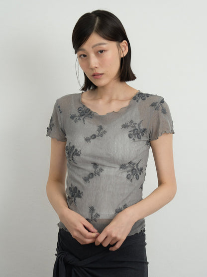 flower sheer tops
