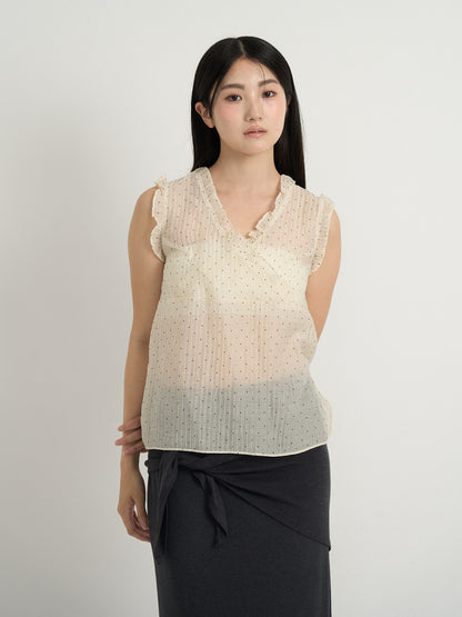 dot sleeveless blouse