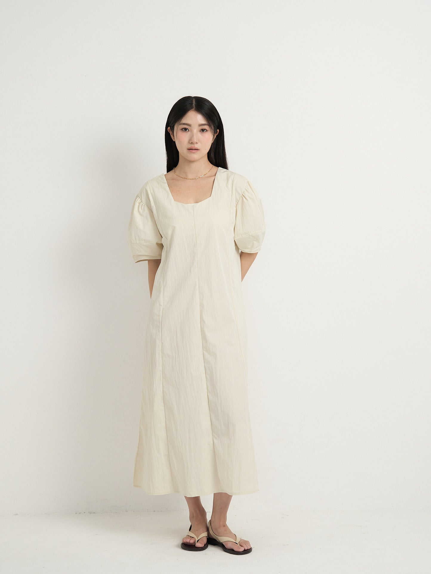 square neck puff dress