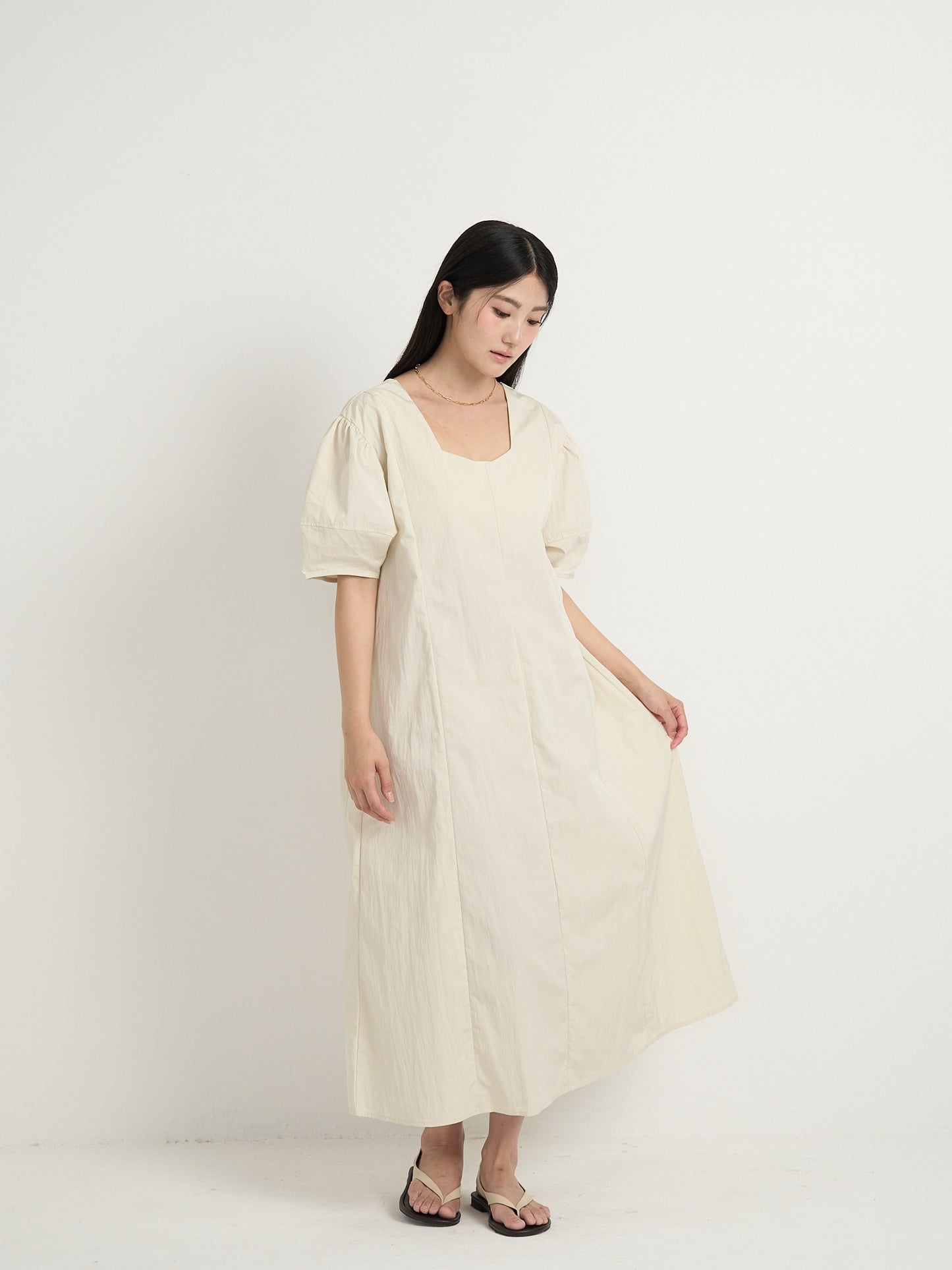 square neck puff dress