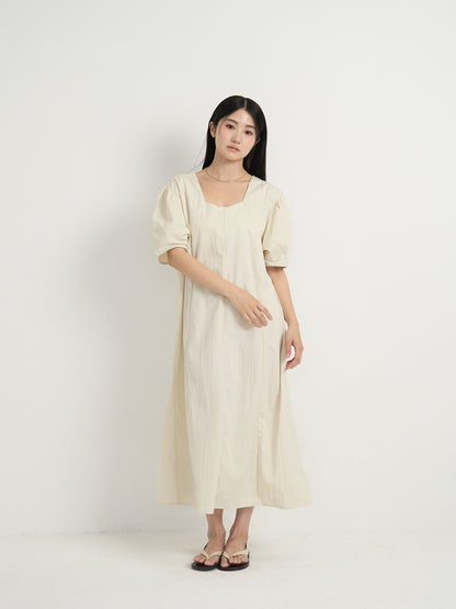 square neck puff dress