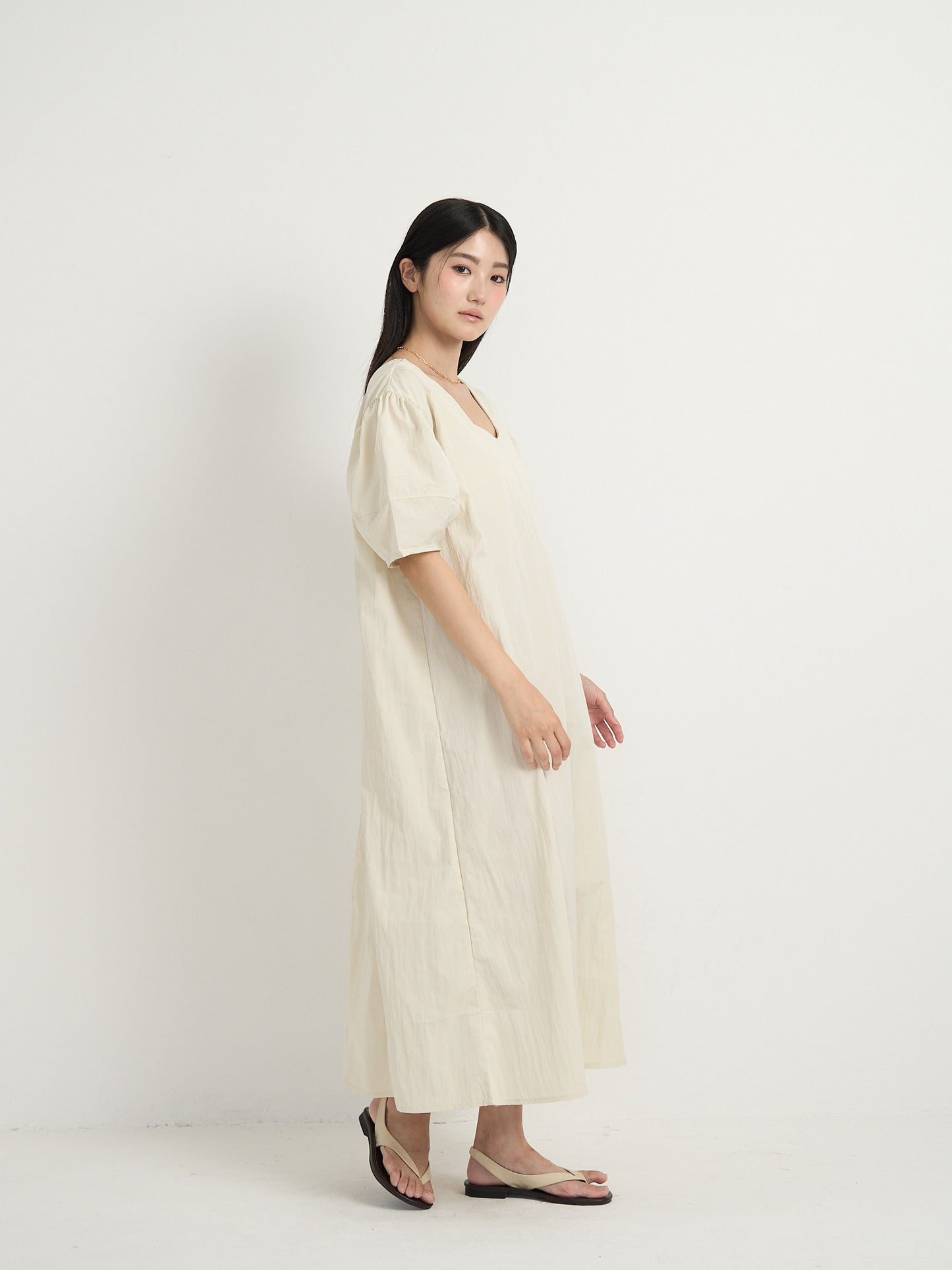 square neck puff dress