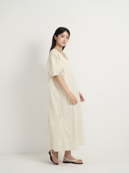 square neck puff dress