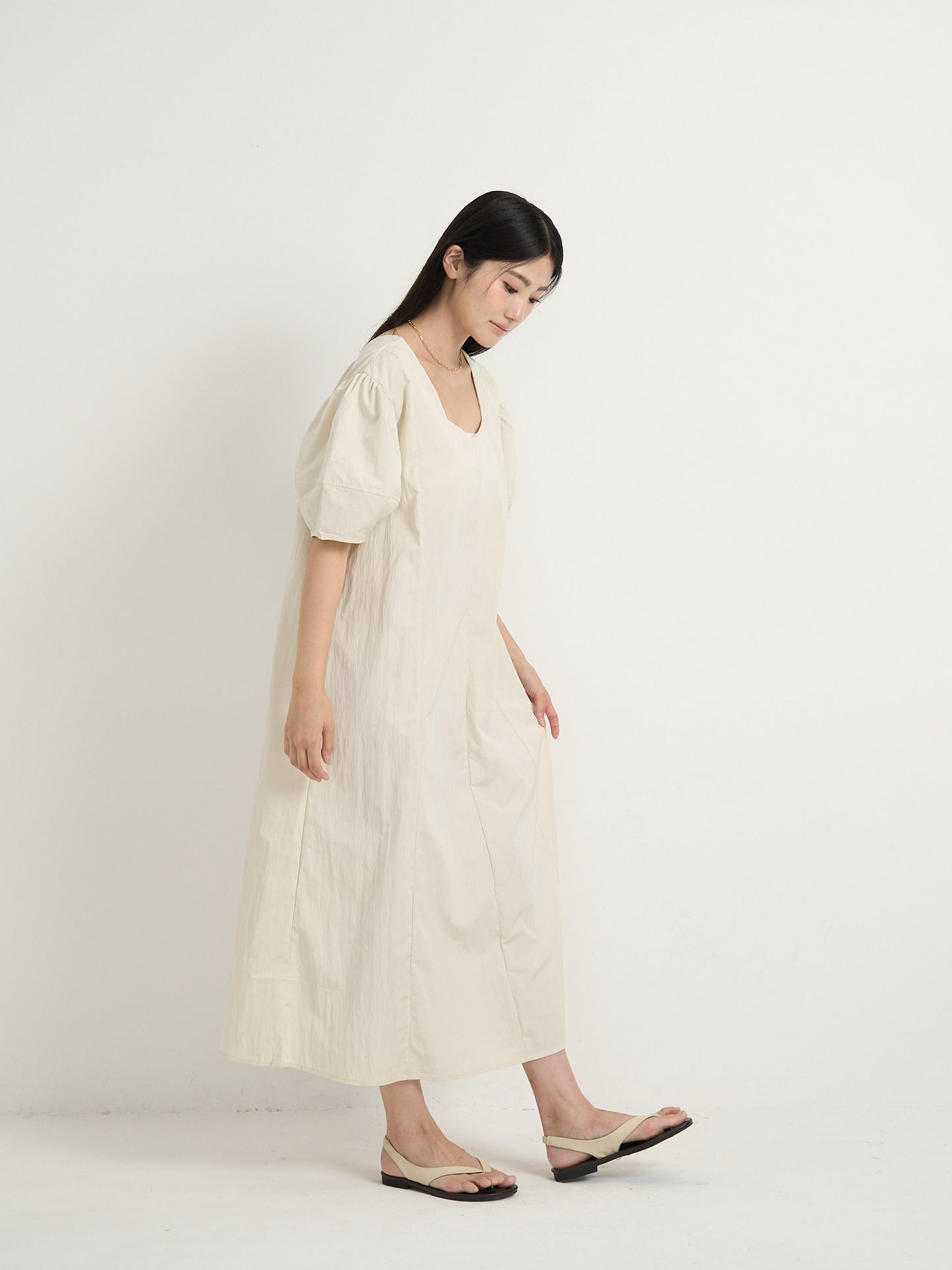 square neck puff dress