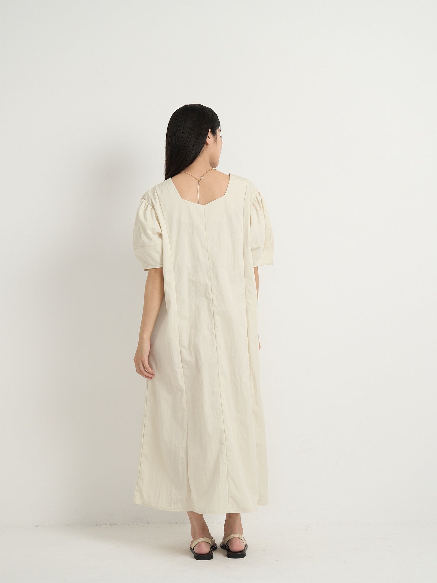 square neck puff dress