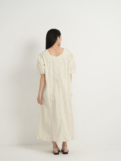 square neck puff dress